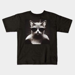 The Cat Came Back - A Portrait Cool Cat in Black Sunglasses Kids T-Shirt